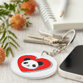 Cute Panda Beer en Red Heart Drawing Sleutelhanger (Voorkant Rechts)