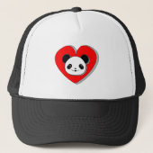 Cute Panda Beer en Red Heart Drawing Trucker Pet (Voorkant)