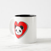 Cute Panda Beer en Red Heart Drawing Tweekleurige Koffiemok (Voorkant links)
