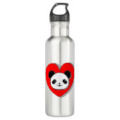 Cute Panda Beer en Red Heart Drawing Waterfles (Voorkant)