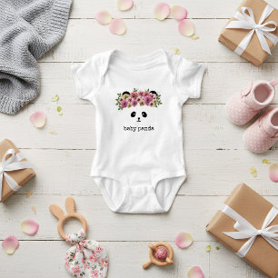 Cute Panda Beer Face Floral Girl Baby Bodysuit