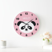 Cute Panda Beer Face Kinder Kawaii Persoonlijk Roz Grote Klok (Huis)