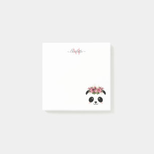 Cute panda beer floral gepersonaliseerd monogram post-it® notes