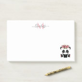 Cute panda beer floral gepersonaliseerd monogram post-it® notes (Op bureau)