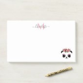 Cute panda beer floral gepersonaliseerd monogram post-it® notes (Op bureau)
