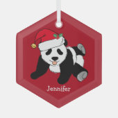 Cute Panda Beer Gepersonaliseerd Kinder kerstfeest Glas Ornament (Voorkant)