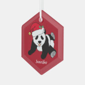 Cute Panda Beer Gepersonaliseerd Kinder kerstfeest Glas Ornament (Voorkant links)