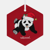 Cute Panda Beer Gepersonaliseerd Kinder kerstfeest Glas Ornament (Achterkant)
