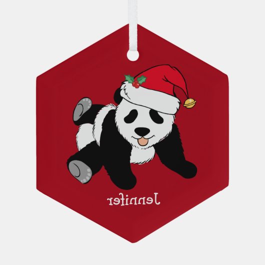 Cute Panda Beer Gepersonaliseerd Kinder kerstfeest Glas Ornament (Achterkant)