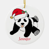 Cute Panda Beer Gepersonaliseerd Kinder kerstfeest Keramisch Ornament (Voorkant)