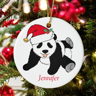 Cute Panda Beer Gepersonaliseerd Kinder kerstfeest Keramisch Ornament