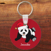 Cute Panda Beer Gepersonaliseerd Kinder kerstfeest Sleutelhanger (Achterkant)