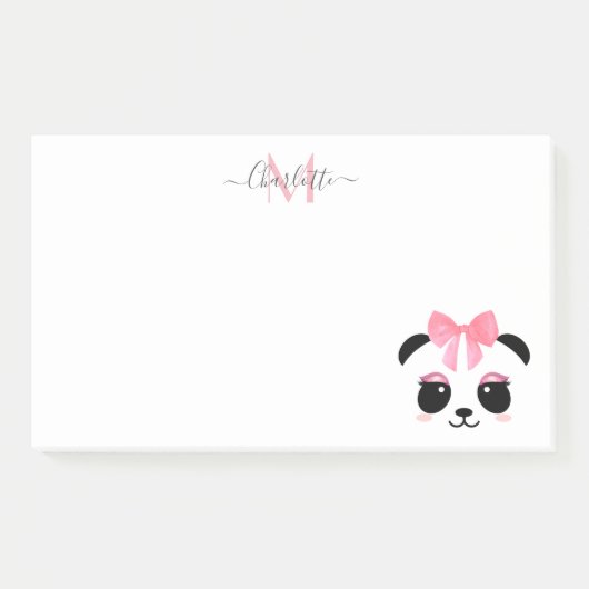 Cute panda beer gepersonaliseerd monogram post-it® notes (Voorkant)