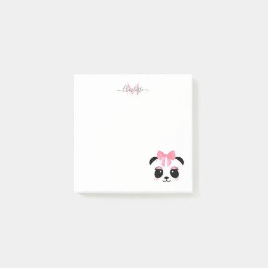 Cute panda beer gepersonaliseerd monogram post-it® notes (Voorkant)