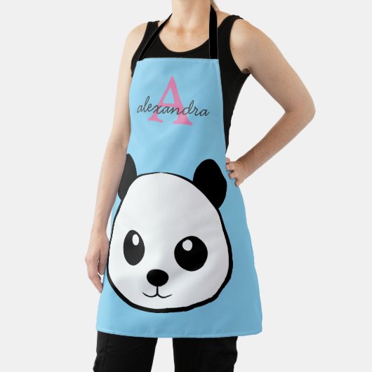 Cute Panda Beer – Gepersonaliseerde Monogram Keuke Schort (Insitu)