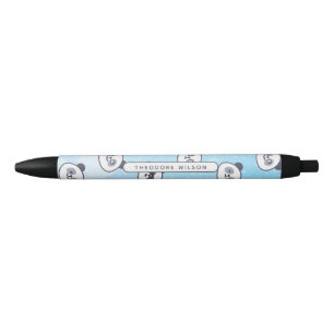 Cute Panda Beer Gezichtsexpressie Script Naam Zwarte Inkt Pen