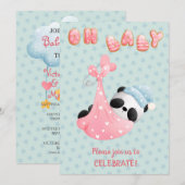 Cute Panda Beer Girl Baby shower Invitation Kaart (Voorkant / Achterkant)