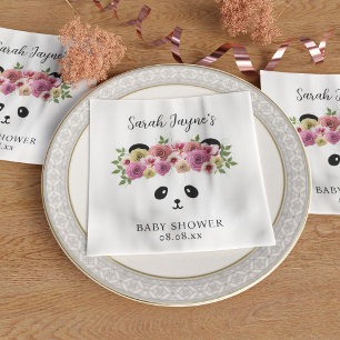 Cute Panda Beer Girl Baby shower Paper Napkins Servet
