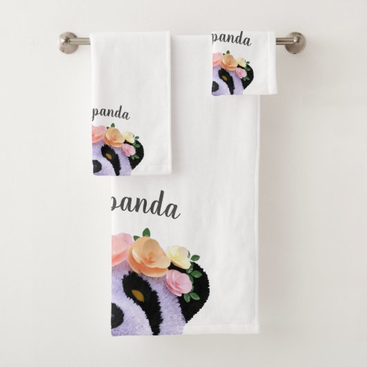 Cute Panda Beer Girl Custom Name Bath Towel Set Bad Handdoek (Insitu)