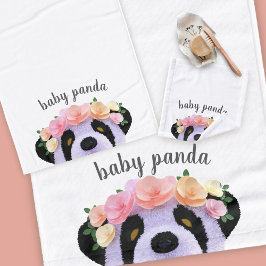 Cute Panda Beer Girl Custom Name Bath Towel Set Bad Handdoek