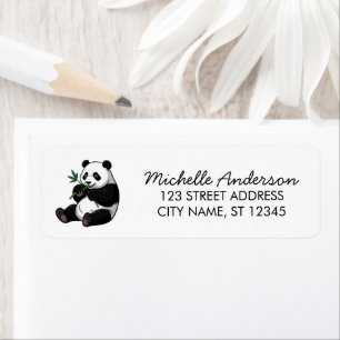 Cute Panda Beer Groene Bamboe Retouradres Etiket