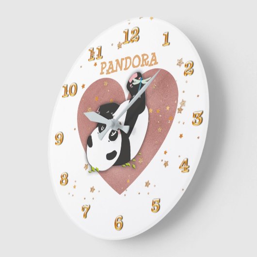 Cute Panda Beer Heart Grote Klok (Hoek)