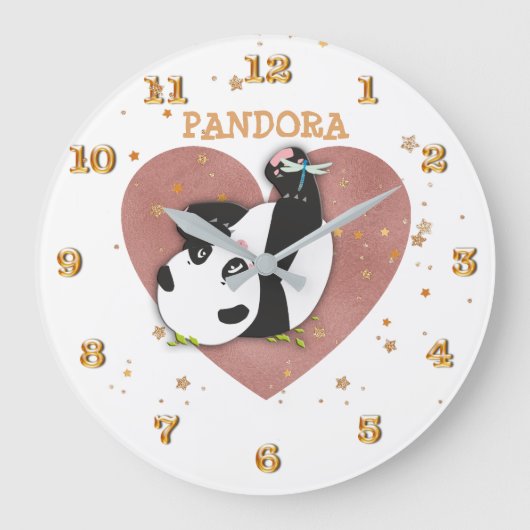 Cute Panda Beer Heart Grote Klok (Voorkant)