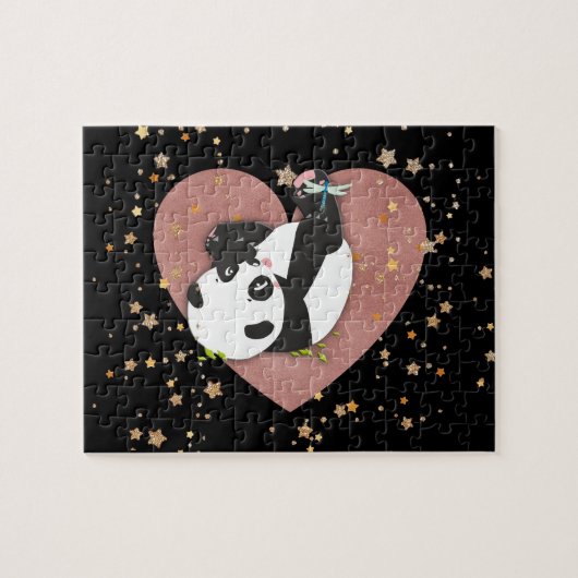 Cute Panda Beer Heart voor Dierenvrienden Legpuzzel (Horizontaal)