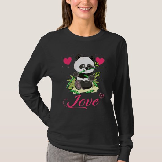Cute Panda Beer Hearts Love T-shirt (Voorkant)