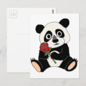Cute Panda Beer Holding Red Rose Briefkaart (Voorkant / Achterkant)