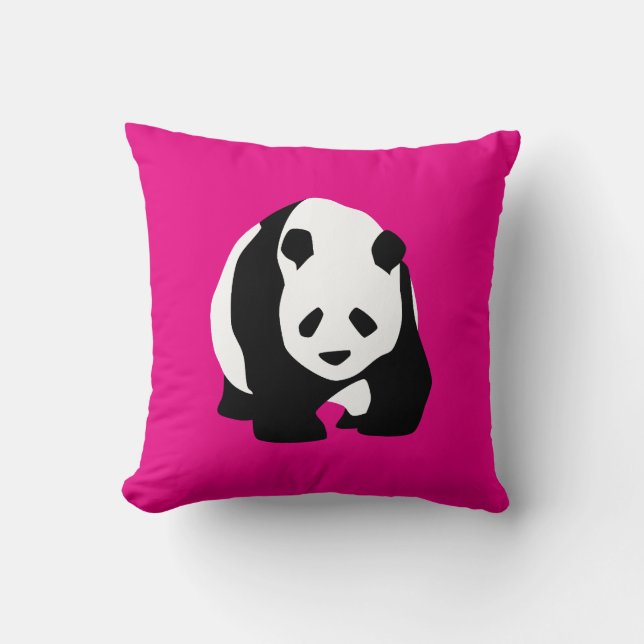 Cute Panda Beer Hot Pink Fuchsia Zoo Wildlife Gift Kussen (Voorkant)