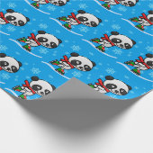 Cute Panda Beer Ice Skating Snow Kerstmis Kind Cadeaupapier (Hoek)