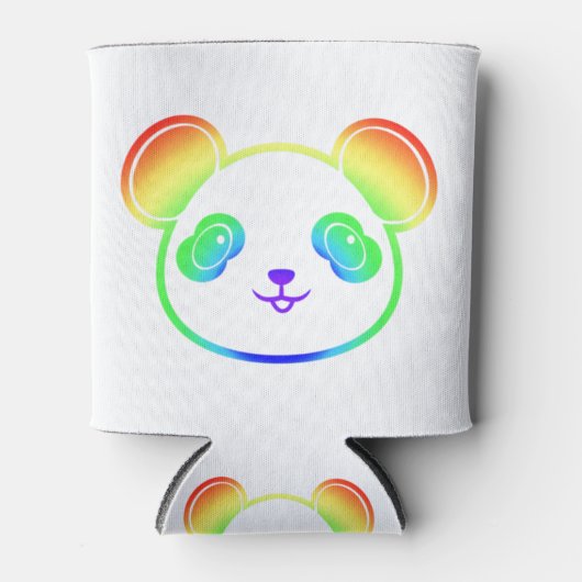 Cute Panda Beer in de kleuren van de regenboog Blikjeskoeler (Voorkant)