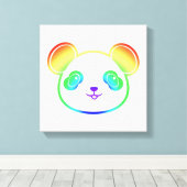 Cute Panda Beer in de kleuren van de regenboog Canvas Afdruk (Insitu (Houten vloer))