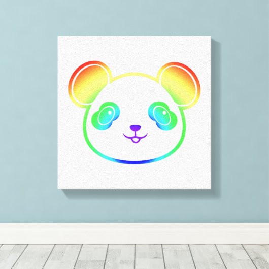 Cute Panda Beer in de kleuren van de regenboog Canvas Afdruk (Insitu (Houten vloer))