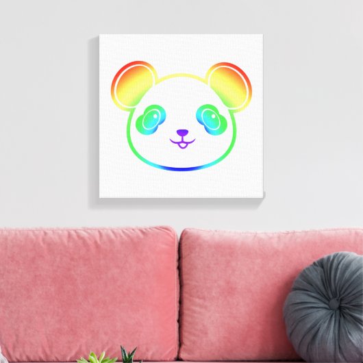 Cute Panda Beer in de kleuren van de regenboog Canvas Afdruk (Insitu (Woonkamer))