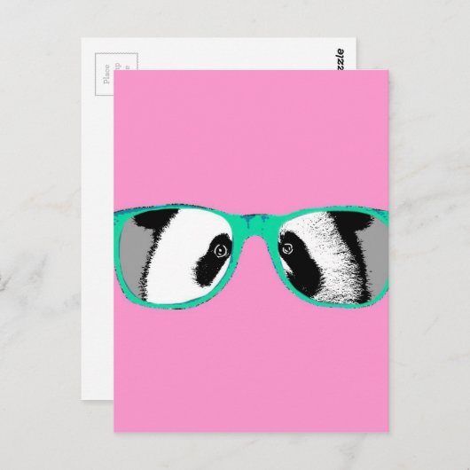 Cute Panda Beer in Glasses Funny Trendy door LeahG Briefkaart (Voorkant / Achterkant)