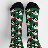 Cute Panda-Beer in Santa Hat Green-Kerstmis Sokken (Top)