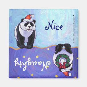 Cute Panda-Beer in Santa Hat Naughty / Nice Magnet