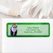 Cute Panda-Beer in Santa Hat op groen Etiket (Insitu)