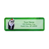 Cute Panda-Beer in Santa Hat op groen Etiket (Voorkant)