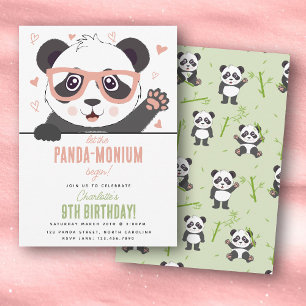 Cute Panda Beer Kawaii Meisje Verjaardagsfeestje Kaart