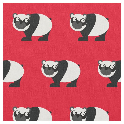 Cute Panda Beer Kind Baby Nursery Red Stof (Close Up)
