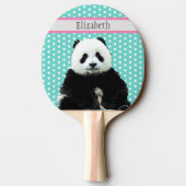 Cute Panda Beer Kinder Blue Name Animal Tafeltennisbatje (Achterkant)