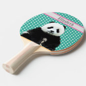 Cute Panda Beer Kinder Blue Name Animal Tafeltennisbatje (Voorkant Gekanteld)