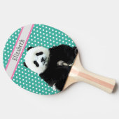 Cute Panda Beer Kinder Blue Name Animal Tafeltennisbatje (Zijkant)