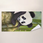 Cute Panda Beer Kinder Monogram Badhanddoek (Badhanddoek)