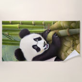 Cute Panda Beer Kinder Monogram Strandlaken (Voorkant)