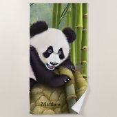 Cute Panda Beer Kinder Monogram Strandlaken (Voorkant)
