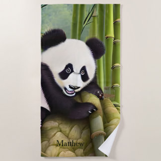 Cute Panda Beer Kinder Monogram Strandlaken